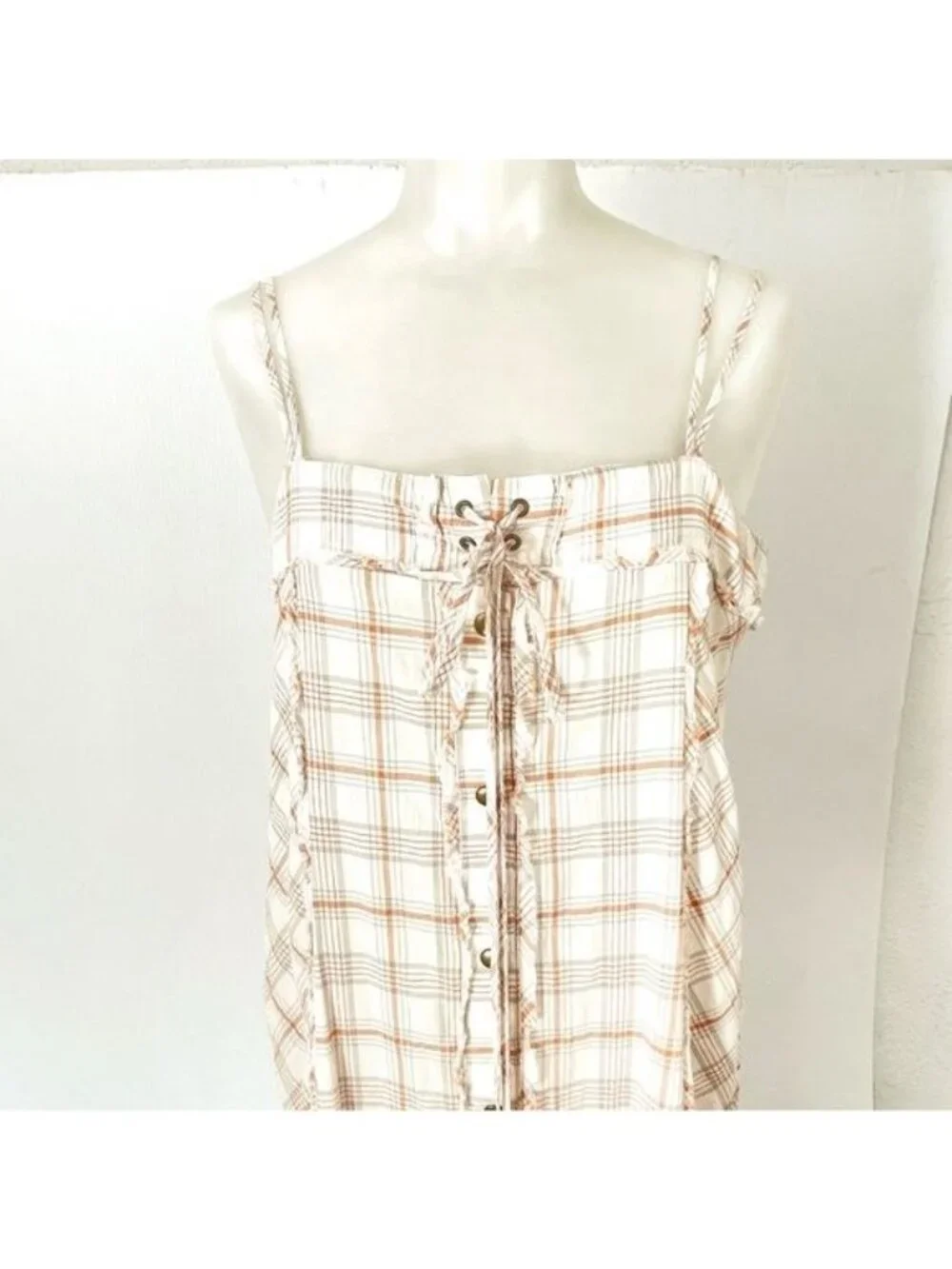 Free People Plaid City Maxi Dress Small New